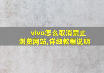 vivo怎么取消禁止浏览网站,详细教程说明