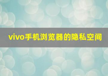 vivo手机浏览器的隐私空间