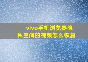 vivo手机浏览器隐私空间的视频怎么恢复