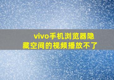 vivo手机浏览器隐藏空间的视频播放不了