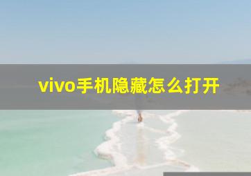 vivo手机隐藏怎么打开