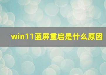 win11蓝屏重启是什么原因