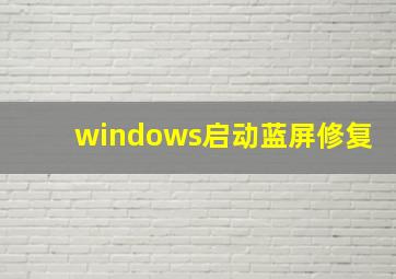 windows启动蓝屏修复