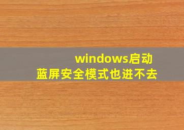 windows启动蓝屏安全模式也进不去