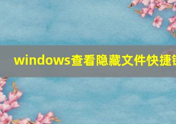 windows查看隐藏文件快捷键