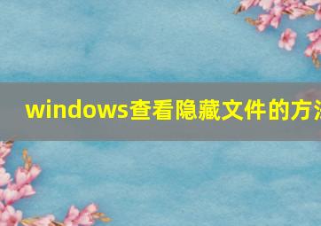 windows查看隐藏文件的方法