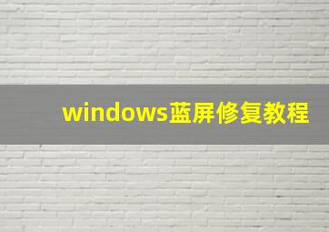 windows蓝屏修复教程