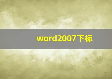 word2007下标