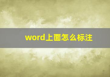 word上面怎么标注