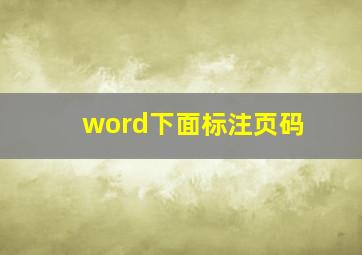 word下面标注页码