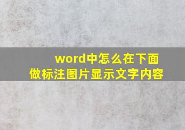 word中怎么在下面做标注图片显示文字内容