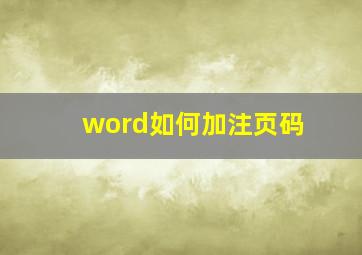 word如何加注页码