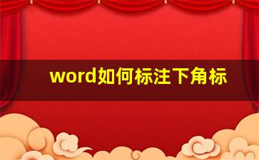 word如何标注下角标