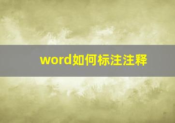 word如何标注注释