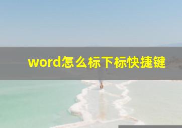 word怎么标下标快捷键