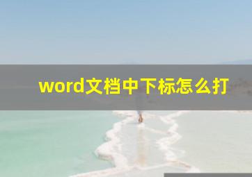 word文档中下标怎么打