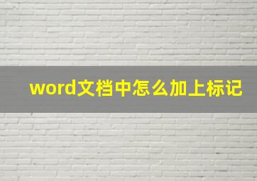 word文档中怎么加上标记