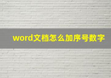 word文档怎么加序号数字