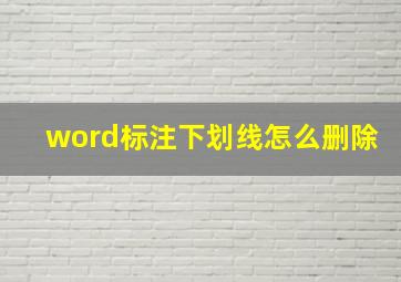 word标注下划线怎么删除