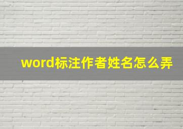 word标注作者姓名怎么弄