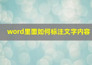 word里面如何标注文字内容