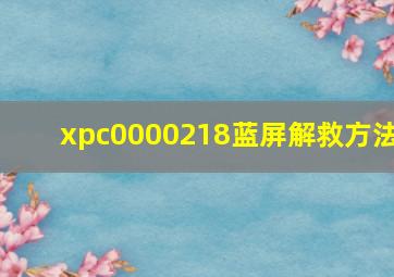 xpc0000218蓝屏解救方法