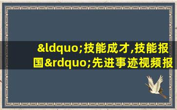 “技能成才,技能报国”先进事迹视频报告会