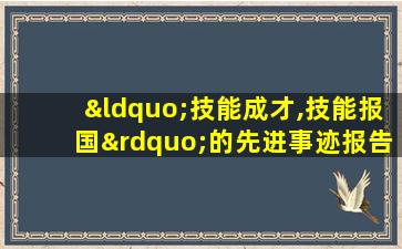 “技能成才,技能报国”的先进事迹报告会