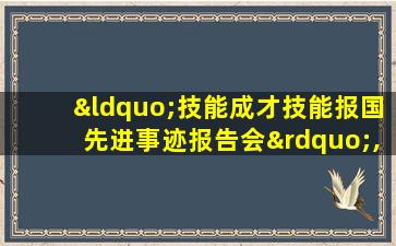 “技能成才技能报国先进事迹报告会”,观后心得体会