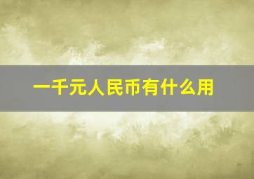 一千元人民币有什么用