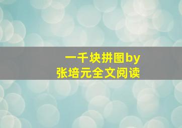 一千块拼图by张培元全文阅读