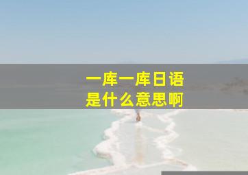 一库一库日语是什么意思啊