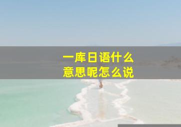 一库日语什么意思呢怎么说