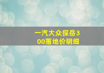 一汽大众探岳300落地价明细