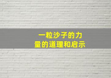 一粒沙子的力量的道理和启示