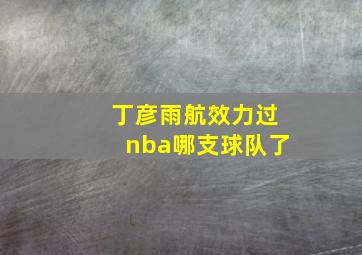 丁彦雨航效力过nba哪支球队了