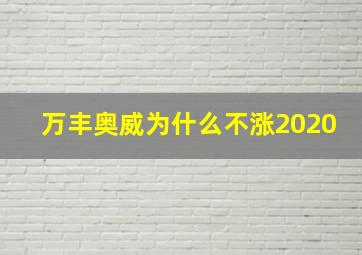 万丰奥威为什么不涨2020