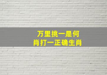 万里挑一是何肖打一正确生肖