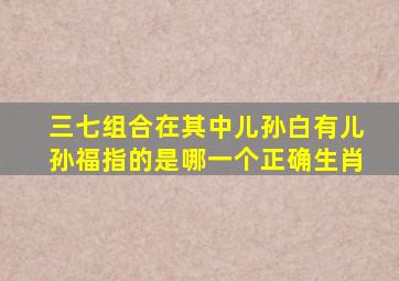 三七组合在其中儿孙白有儿孙福指的是哪一个正确生肖