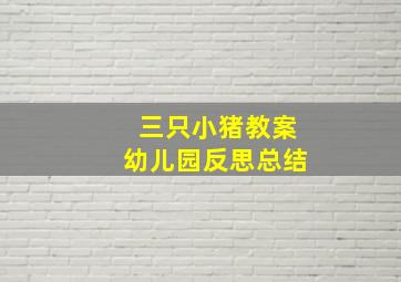 三只小猪教案幼儿园反思总结