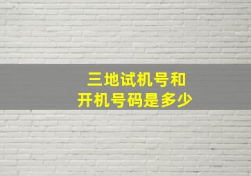 三地试机号和开机号码是多少