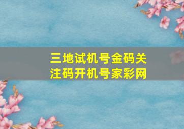 三地试机号金码关注码开机号家彩网