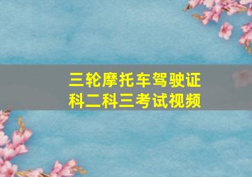 三轮摩托车驾驶证科二科三考试视频