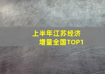 上半年江苏经济增量全国TOP1