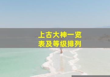 上古大神一览表及等级排列