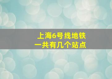 上海6号线地铁一共有几个站点