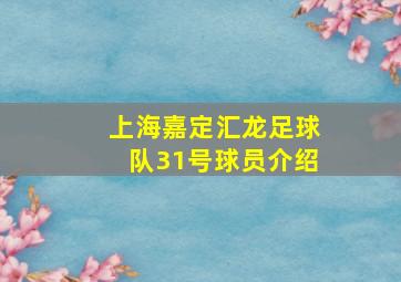 上海嘉定汇龙足球队31号球员介绍