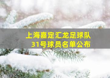 上海嘉定汇龙足球队31号球员名单公布