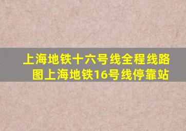 上海地铁十六号线全程线路图上海地铁16号线停靠站