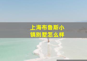 上海布鲁斯小镇别墅怎么样